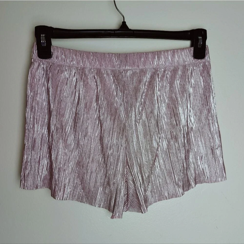 VTG Victoria's Secret Pink Metallic Foil Pleated Plisse Tap Sleep Shorts, Sz S